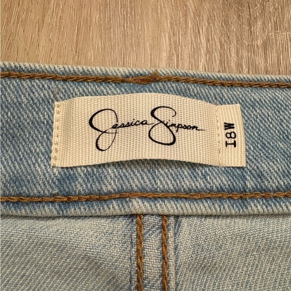 Jessica Simpson Light Blue Denim Midi Skirt with Raw Him Womens 18 Plus Size - Picture 10 of 14